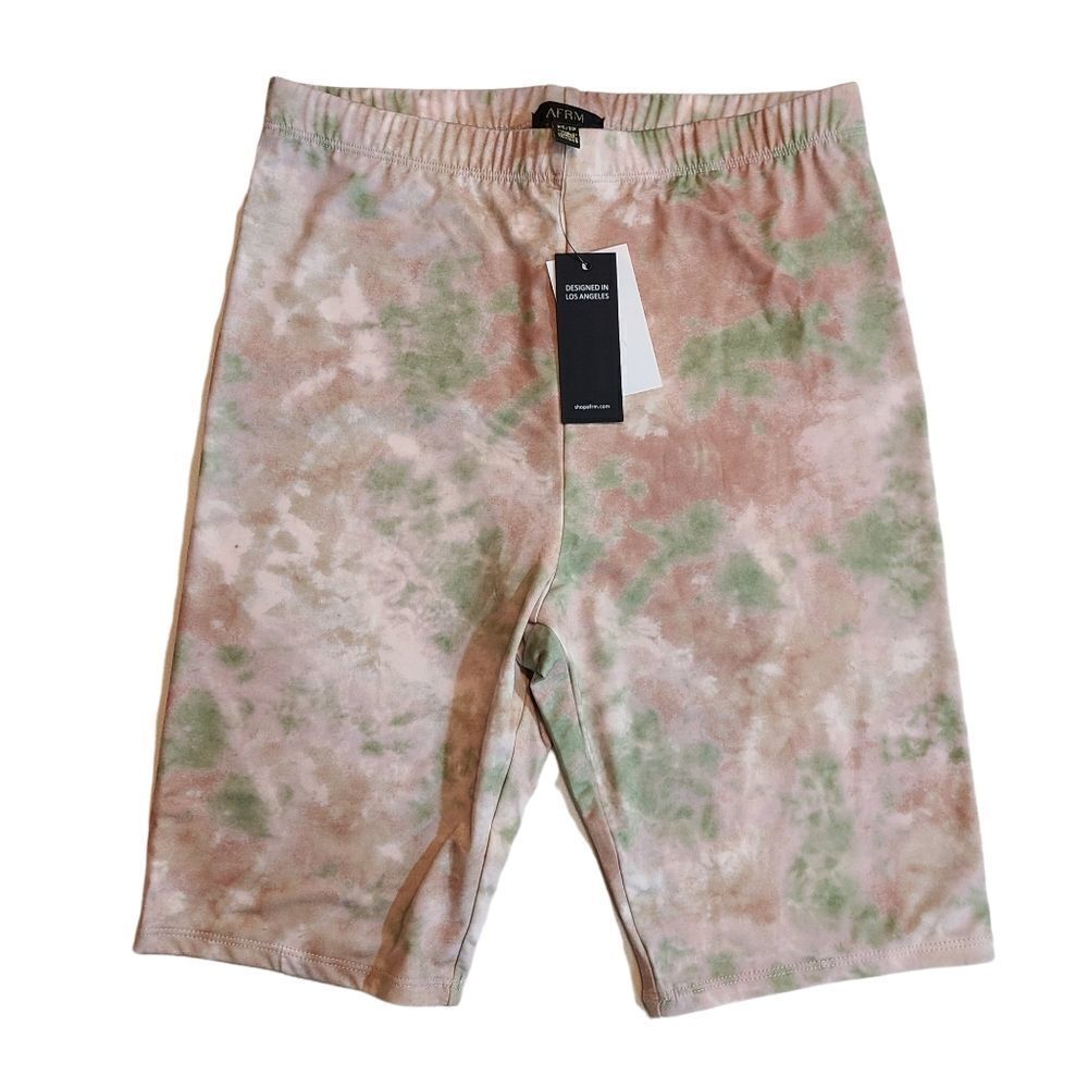 AFRM‎ Blush Olive Tie Dye Bike Shorts Size XS